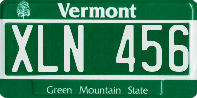 VT license plate XLN456