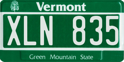 VT license plate XLN835
