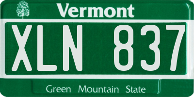 VT license plate XLN837
