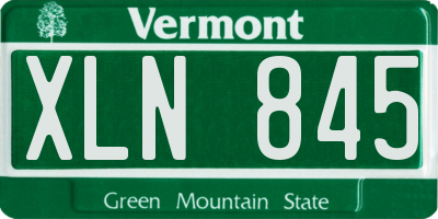 VT license plate XLN845