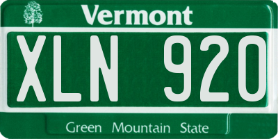 VT license plate XLN920