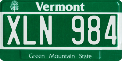 VT license plate XLN984