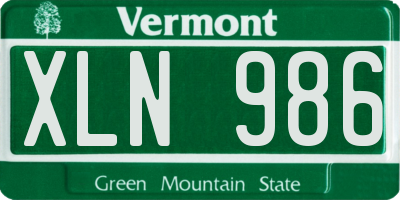 VT license plate XLN986