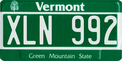 VT license plate XLN992