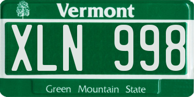 VT license plate XLN998