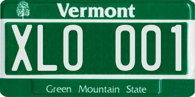 VT license plate XLO001