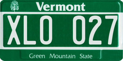 VT license plate XLO027
