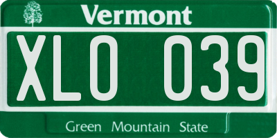 VT license plate XLO039
