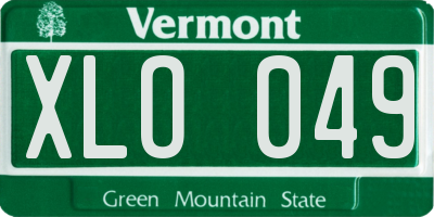 VT license plate XLO049