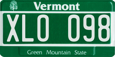 VT license plate XLO098