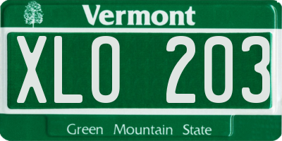 VT license plate XLO203