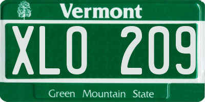 VT license plate XLO209