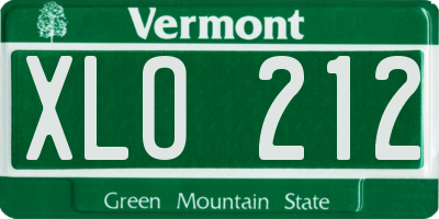 VT license plate XLO212