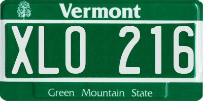VT license plate XLO216