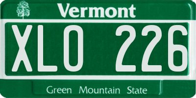 VT license plate XLO226