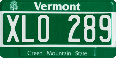 VT license plate XLO289