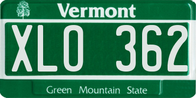VT license plate XLO362