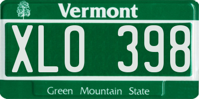VT license plate XLO398