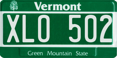 VT license plate XLO502