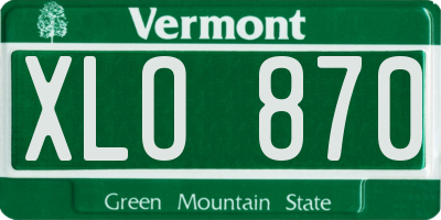 VT license plate XLO870