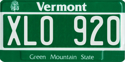 VT license plate XLO920
