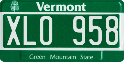 VT license plate XLO958