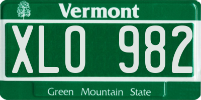 VT license plate XLO982