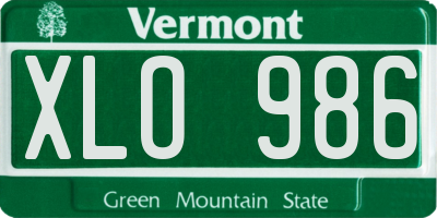 VT license plate XLO986