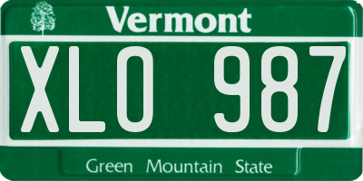 VT license plate XLO987