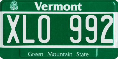 VT license plate XLO992