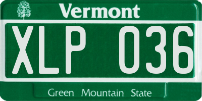VT license plate XLP036