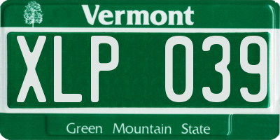 VT license plate XLP039