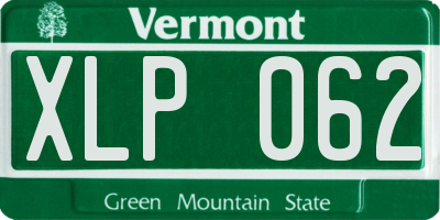 VT license plate XLP062