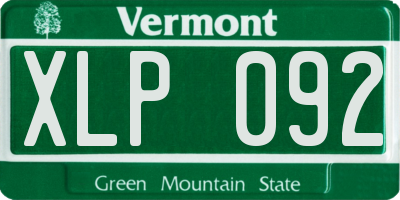 VT license plate XLP092