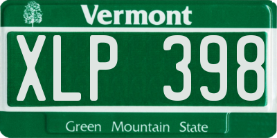 VT license plate XLP398