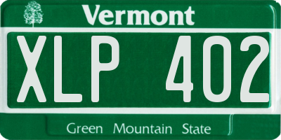 VT license plate XLP402