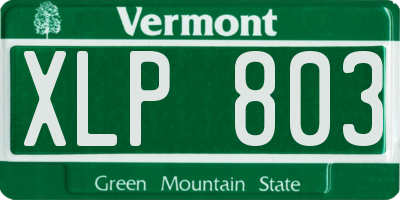 VT license plate XLP803