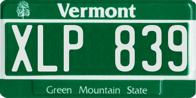 VT license plate XLP839