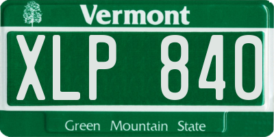 VT license plate XLP840
