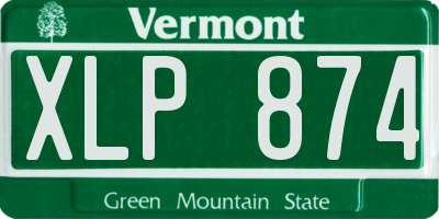 VT license plate XLP874