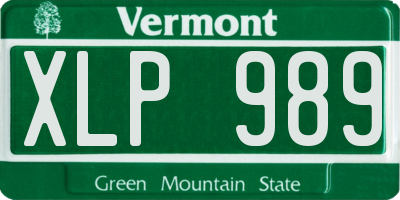 VT license plate XLP989