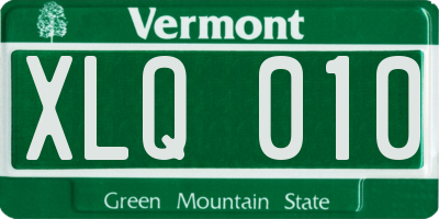 VT license plate XLQ010
