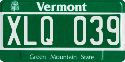 VT license plate XLQ039