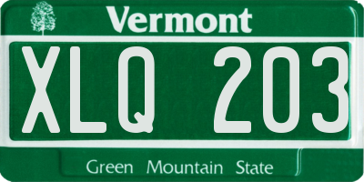 VT license plate XLQ203