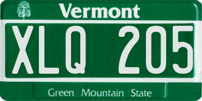 VT license plate XLQ205