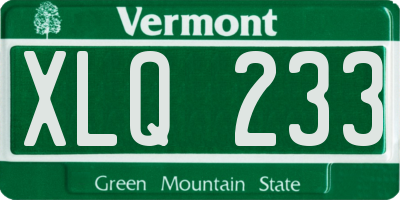 VT license plate XLQ233
