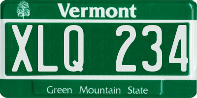 VT license plate XLQ234