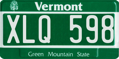 VT license plate XLQ598