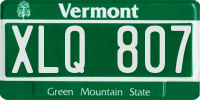 VT license plate XLQ807