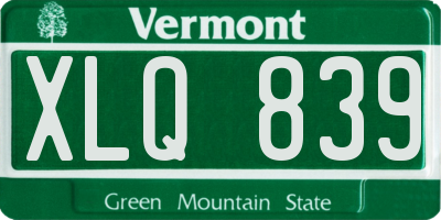 VT license plate XLQ839